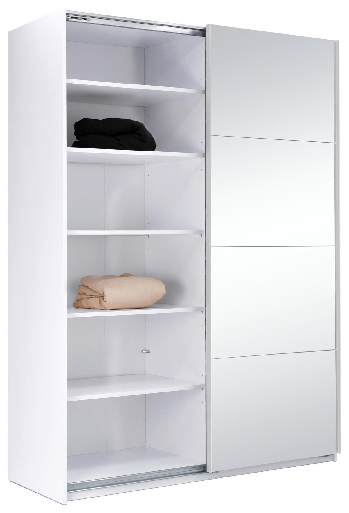 SCHIEBETÜRENSCHRANK 150/210/62 cm 2-türig Weiß  - Weiß Hochglanz/Alufarben, MODERN, Holzwerkstoff/Metall (150/210/62cm) - MID.YOU