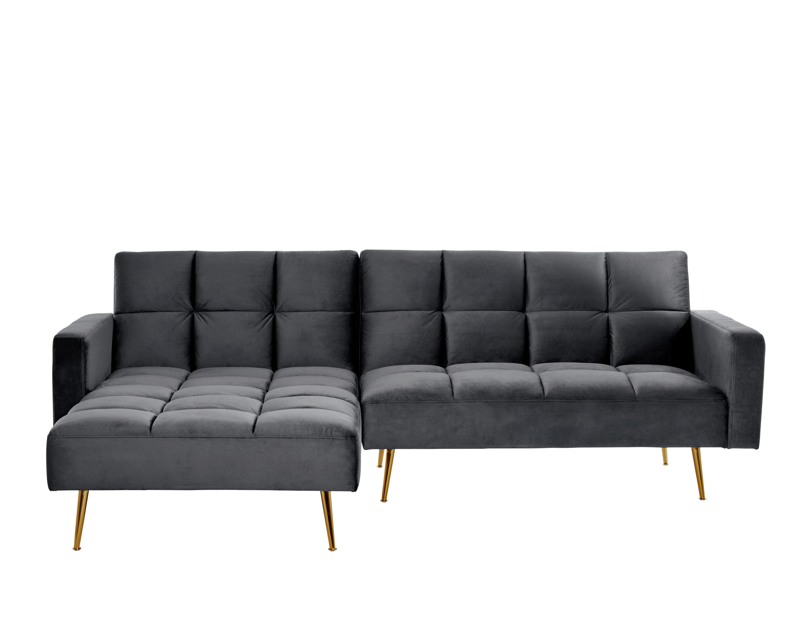 ECKSCHLAFSOFA CHILLAX POSH CORNER EU Grau, Platinfarben Samt  - Platinfarben/Goldfarben, MODERN, Holz/Textil (244/150cm) - Livetastic