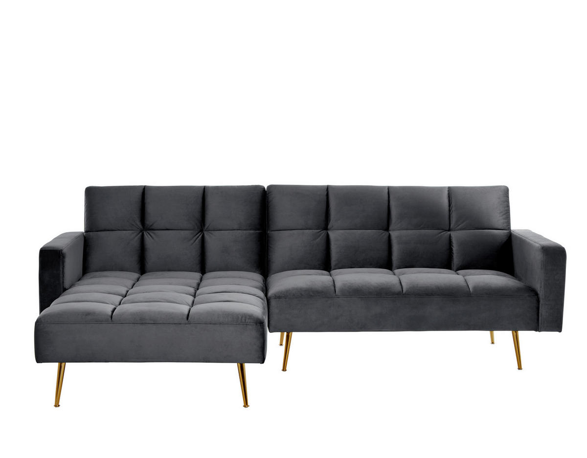 ECKSCHLAFSOFA CHILLAX POSH CORNER EU Grau, Platinfarben Samt  - Platinfarben/Goldfarben, MODERN, Holz/Textil (244/150cm) - Livetastic