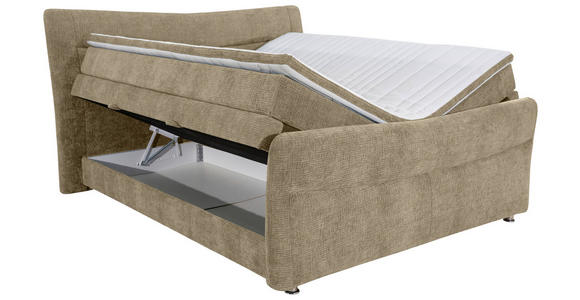 BOXSPRINGBETT 160/200 cm  in Hellbraun  - Chromfarben/Hellbraun, KONVENTIONELL, Textil/Metall (160/200cm) - Esposa