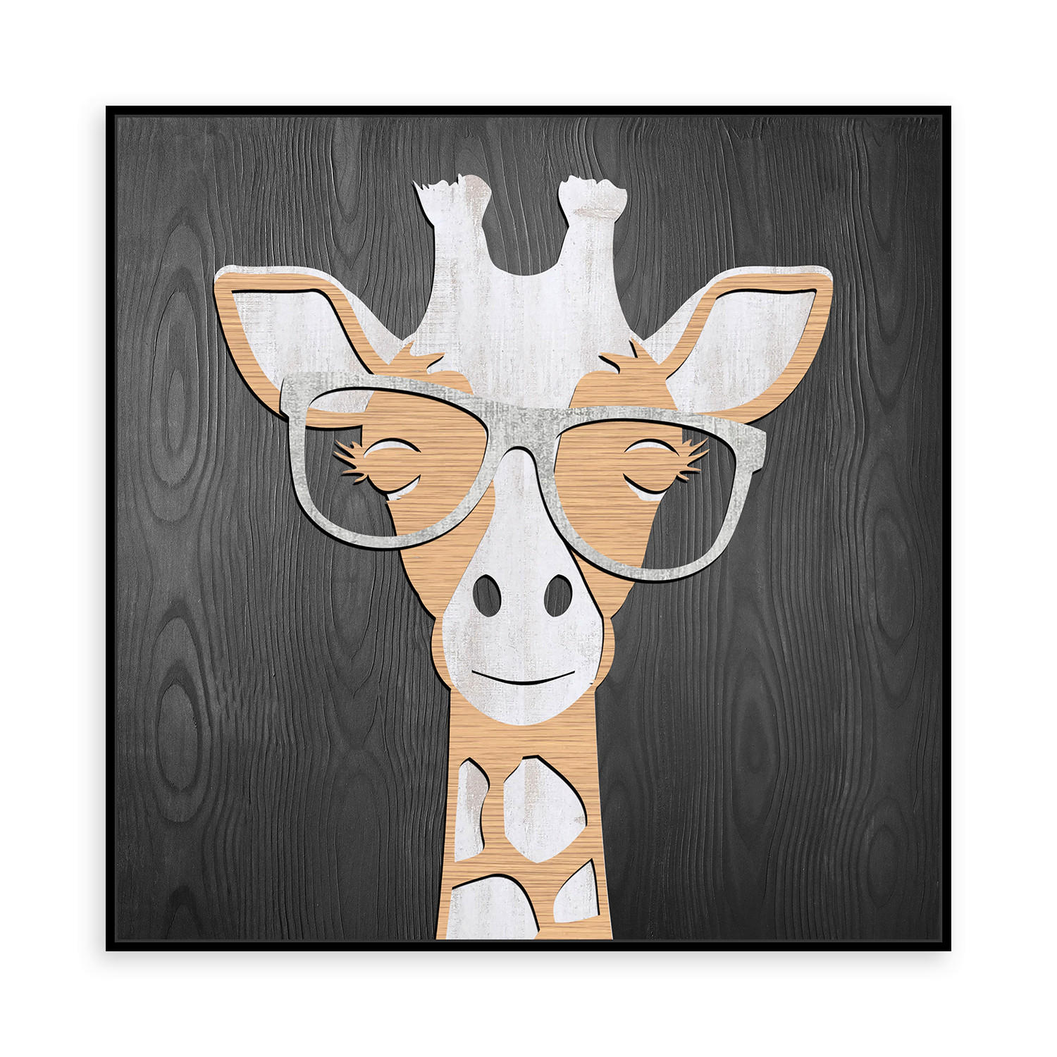 HOLZBILD Tiere 55/55 cm  - Multicolor/Schwarz, Design, Papier/Holzwerkstoff (55/55cm) - Monee