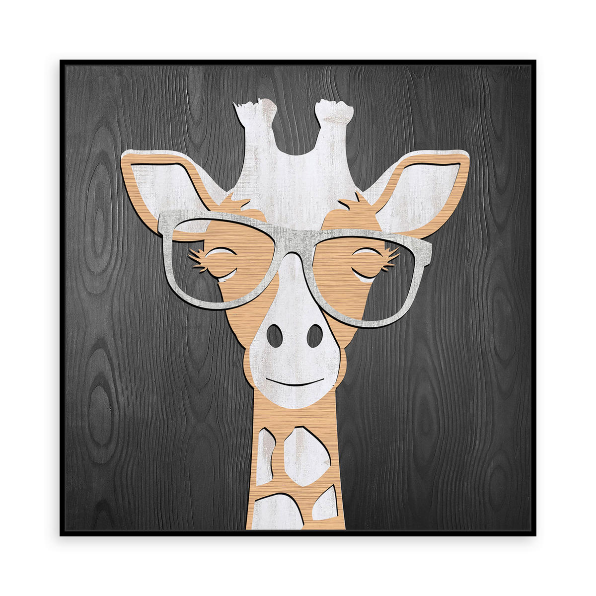 HOLZBILD Tiere 55/55 cm  - Multicolor/Schwarz, Design, Papier/Holzwerkstoff (55/55cm) - Monee