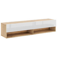 LOWBOARD DERBY  in 140/31,5/32,5 cm  - Weiß Hochglanz/Eiche Wotan, Design, Holzwerkstoff (140/31,5/32,5cm) - Livetastic