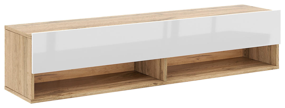 LOWBOARD DERBY  in 140/31,5/32,5 cm  - Weiß Hochglanz/Eiche Wotan, Design, Holzwerkstoff (140/31,5/32,5cm) - Livetastic