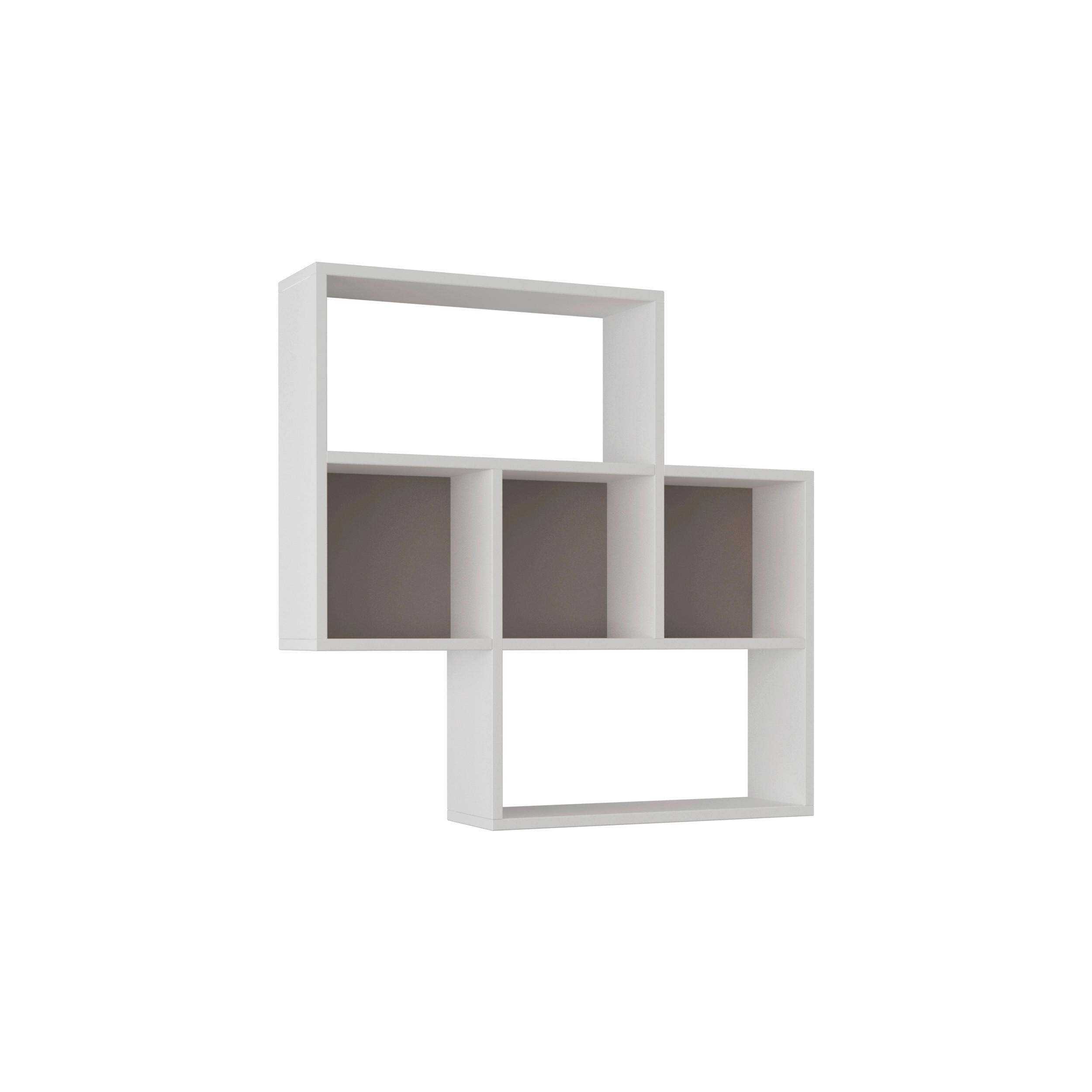 WANDREGAL  - Weiß/Mokka, Design, Holzwerkstoff (85/85/20cm) - Livetastic