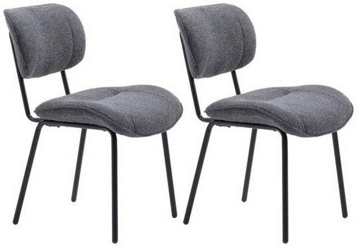 STUHL-SET 2 Stück  in Bouclé Textil  - Grau, MODERN, Textil/Metall (50/98/50cm) - Livetastic