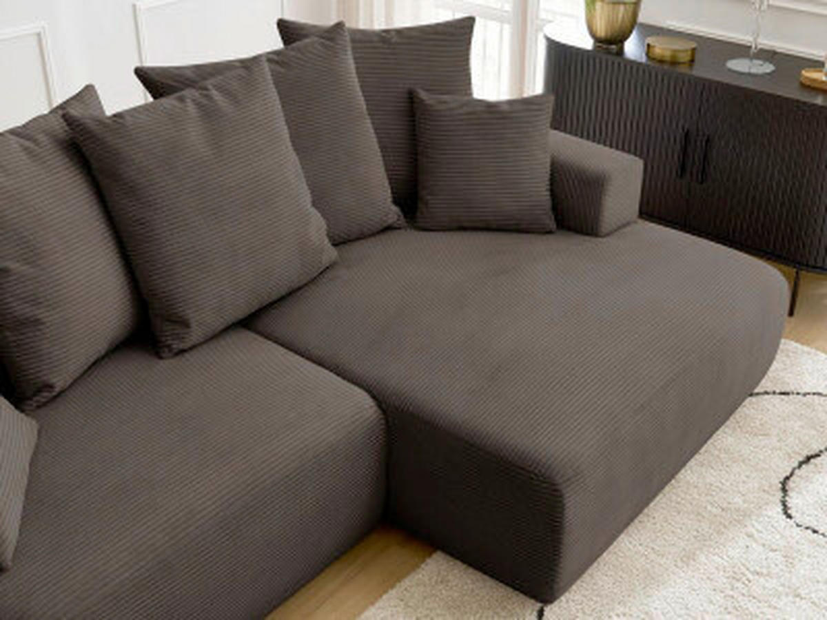 ECKSOFA Ottomane rechts  ATILLA Taupe Cord  - Taupe/Schwarz, MODERN, Kunststoff/Textil (244/149cm)