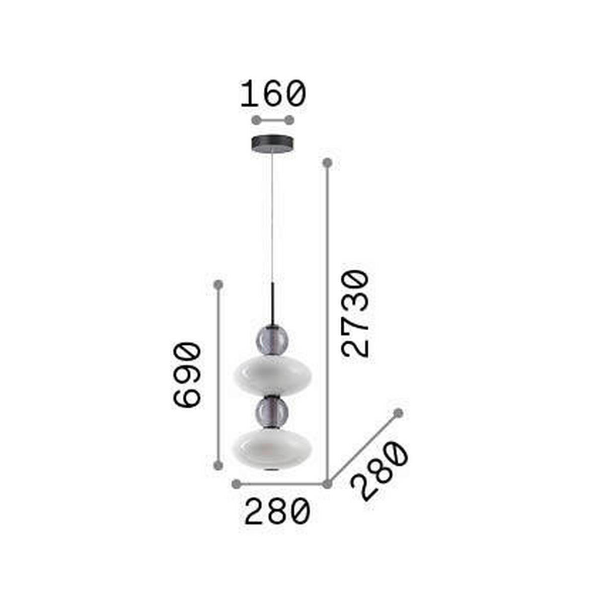 HÄNGELEUCHTE 28/273 cm  - Schwarz/Weiß, Design, Glas/Metall (28/273cm)