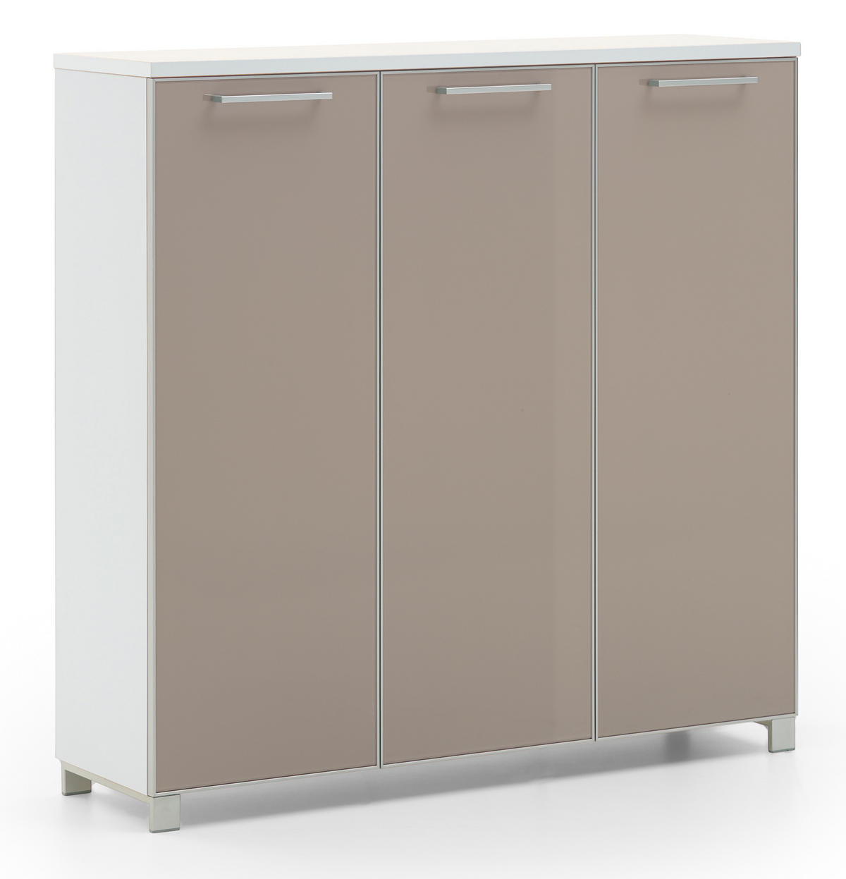 GARDEROBE 3-teilig  in 215/195/37 cm  - Taupe/Weiss, Design, Glas/Holzwerkstoff (215/195/37cm)