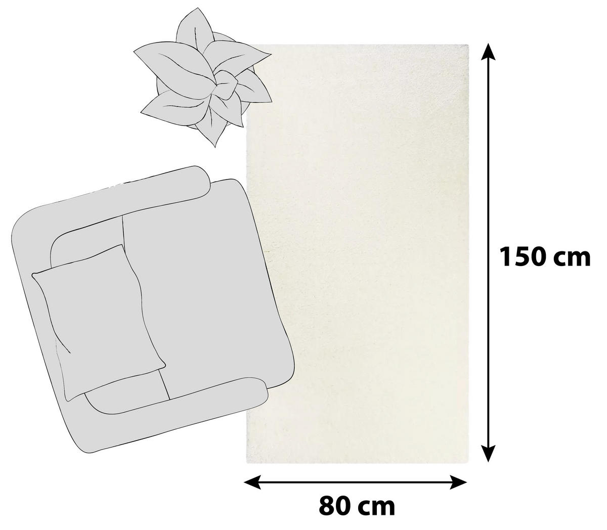 HOCHFLORTEPPICH 80/150 cm Toubkal Weiß  - Weiß, KONVENTIONELL, Textil (80/150cm) - Novel