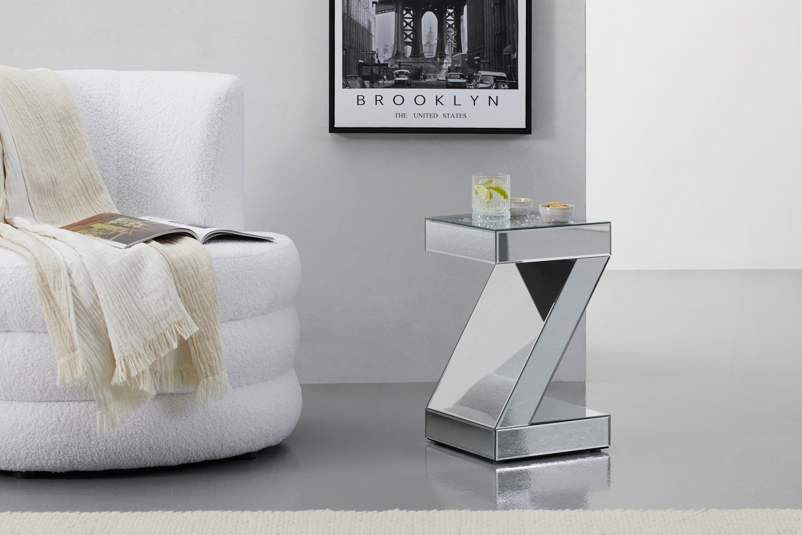 BEISTELLTISCH 30/30/50 cm Silberfarben Freiform  - Silberfarben, Trend, Glas/Holzwerkstoff (30/30/50cm) - Xora