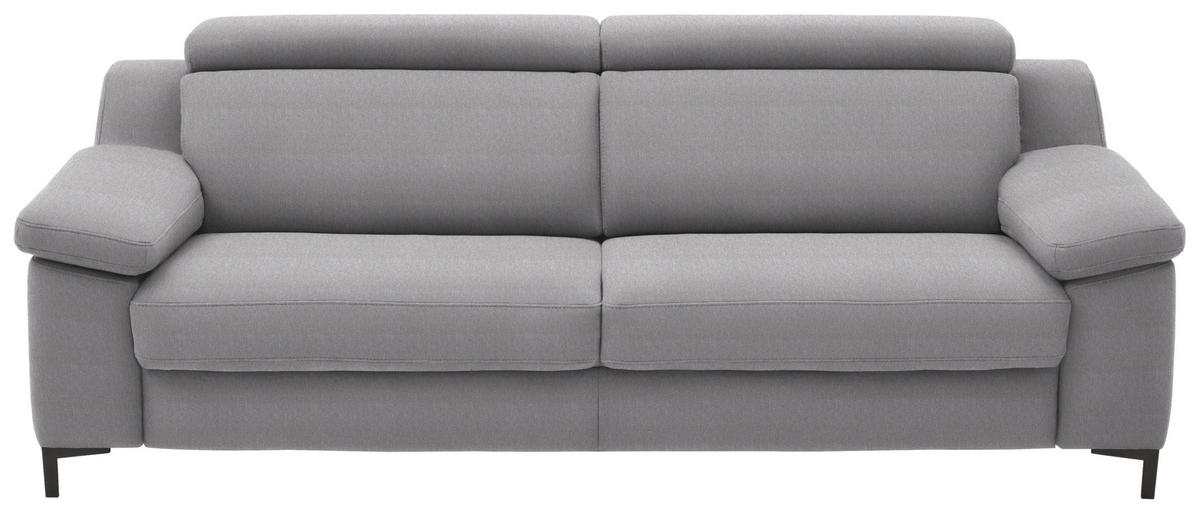 3-SITZER-SOFA in Chenille Grau  - Schwarz/Grau, Design, Textil/Metall (230/104/104cm) - Valdera