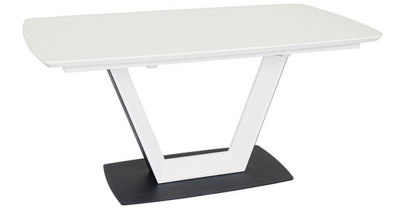 ESSTISCH in Metall, Glas, Holzwerkstoff 160-210/90/76 cm  - Schwarz/Weiß, Design, Glas/Holzwerkstoff (160-210/90/76cm) - Novel