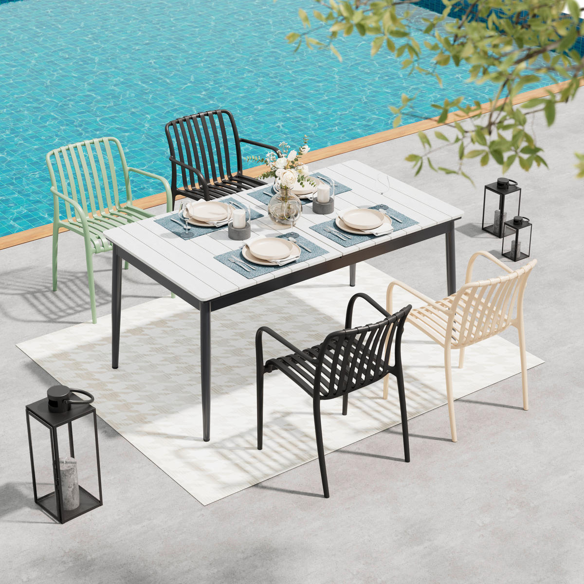 STAPELSESSEL - Schwarz, Modern, Kunststoff (55/81/57cm) - Ambia Garden