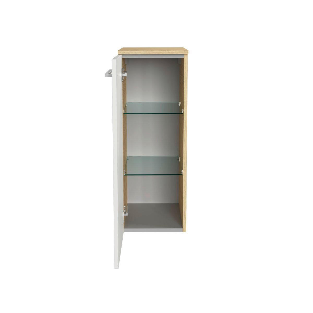 MIDISCHRANK 30,2/82,6/32 cm  - Chromfarben/Weiß Hochglanz, Basics, Glas/Holzwerkstoff (30,2/82,6/32cm) - MID.YOU