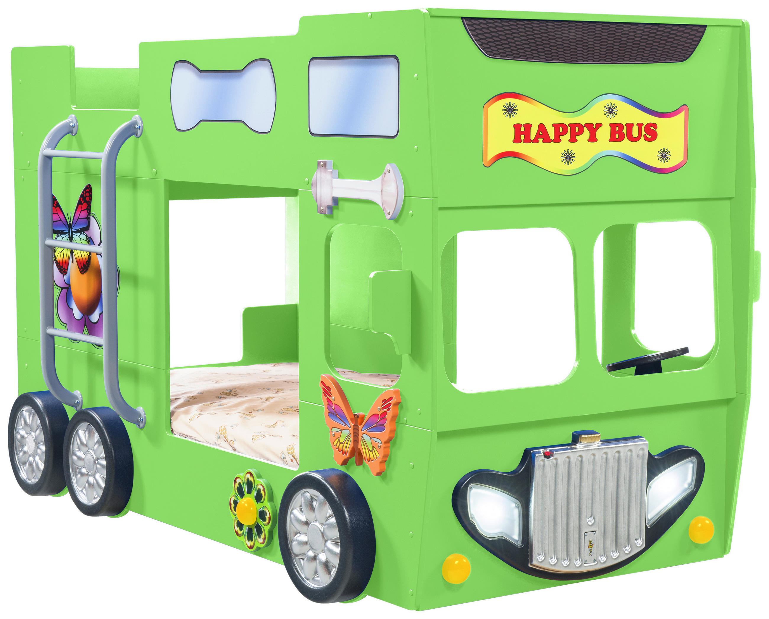 Autobett Happybus Doppeldecker Grün