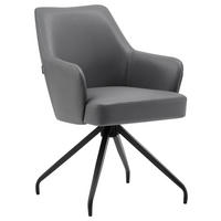 STOLICA S NASLONOM ZA RUKE  siva, crna  drvo, metal, koža      - siva/crna, Moderno, koža/drvo (57,5/83,5/63cm) - Livetastic