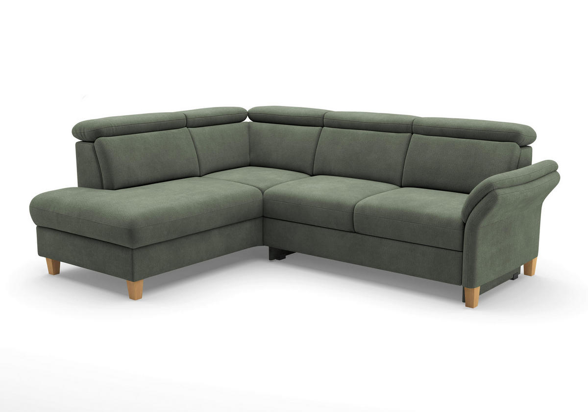 ECKSOFA GLENDALE E Dunkelgrün Flachgewebe  - Dunkelgrün/Eichefarben, KONVENTIONELL, Holz/Textil (193/247cm) - Sit & More