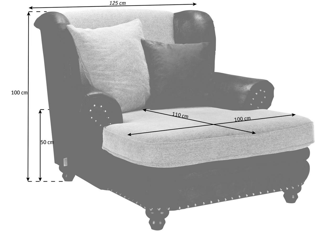 XXL-SESSEL in Lederlook, Webstoff Braun, Beige  - Beige/Braun, Romantik / Landhaus (125/100/140cm) - Landscape