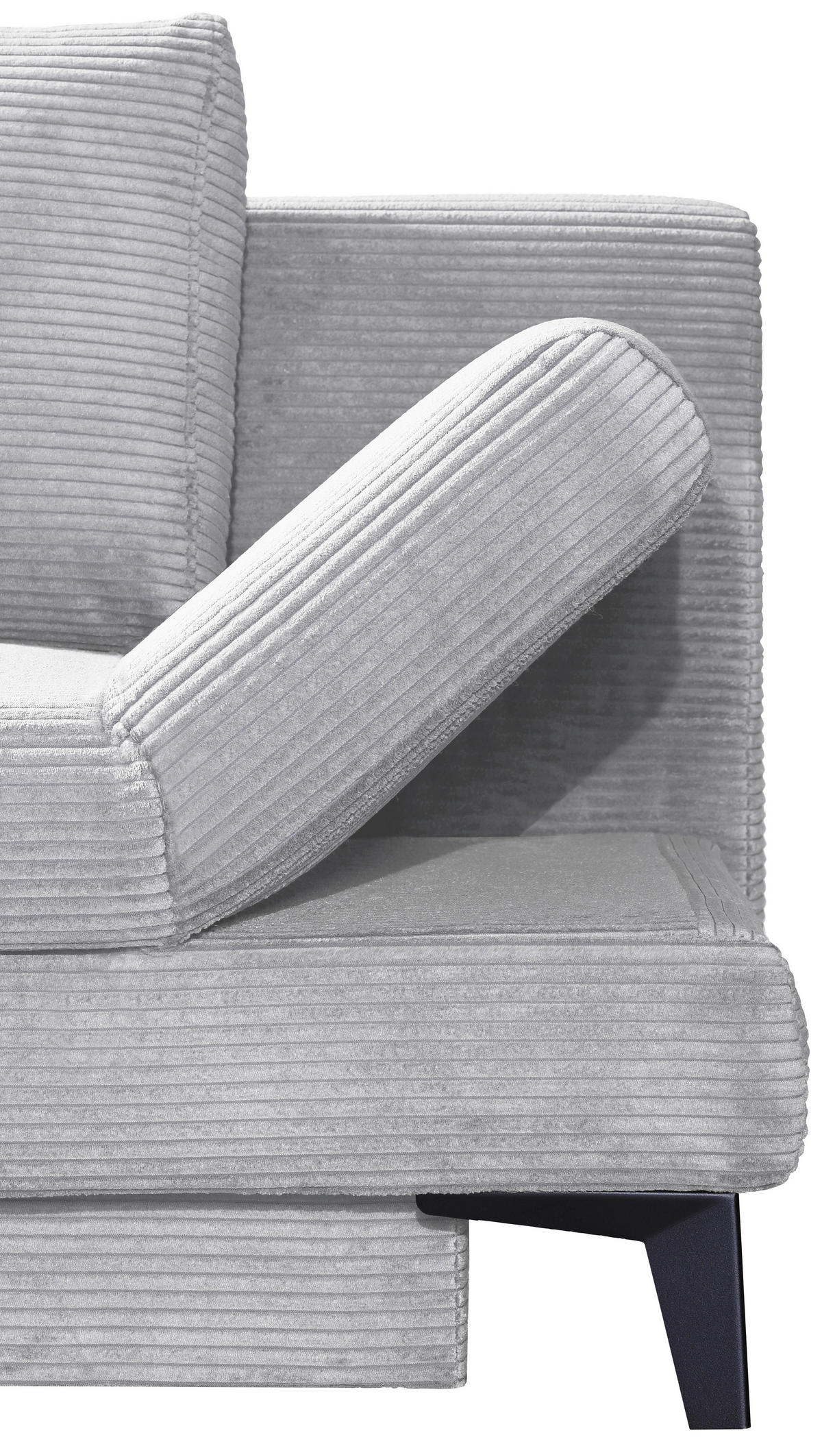 SCHLAFSOFA Cord Hellgrau  inkl. Bettkasten, Schlaffunktion, Armteilverstellung  - Hellgrau/Schwarz, Design, Textil/Metall (200/85/90cm) - Novel