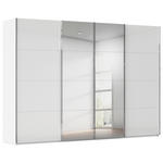 SCHWEBETÜRENSCHRANK  in Weiß  - Chromfarben/Weiß, Design, Glas/Holzwerkstoff (316/223/68cm) - Novel