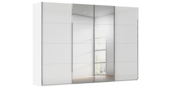 SCHWEBETÜRENSCHRANK  in Weiß  - Chromfarben/Weiß, Design, Glas/Holzwerkstoff (316/223/68cm) - Novel