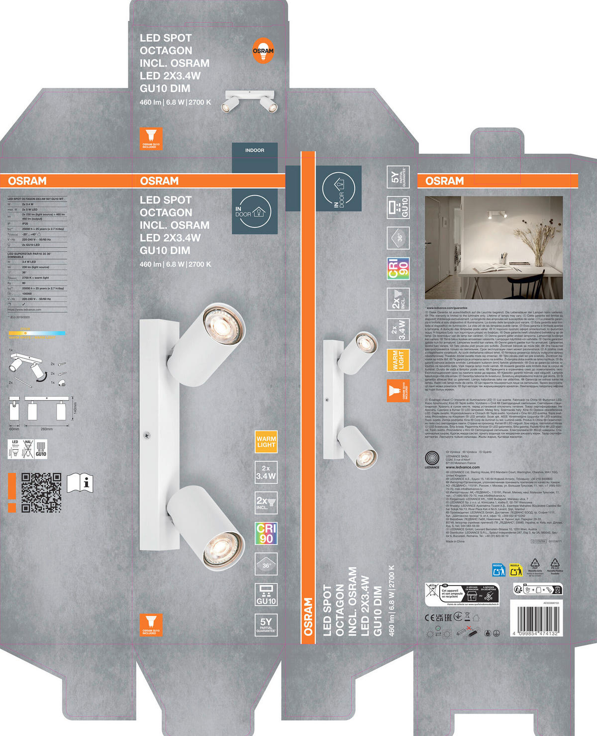 LED-STRAHLER 26/6/14 cm   - Weiß, Basics, Metall (26/6/14cm) - Osram