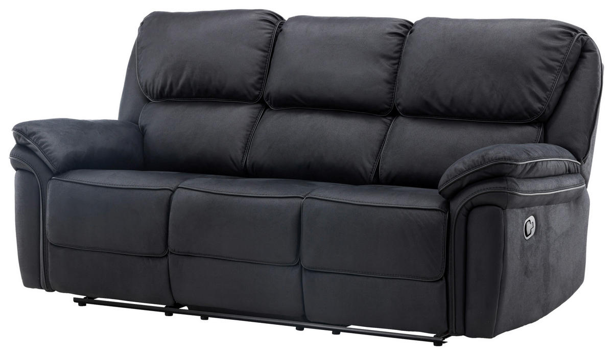 3-SITZER-SOFA in Lederlook (vegan) Schwarz  - Schwarz, Design, Kunststoff/Textil (228/103/99cm) - Livetastic