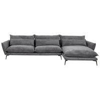 ECKSOFA in Webstoff Anthrazit  - Anthrazit/Schwarz, Design, Textil/Metall (338/165cm) - Hom`in