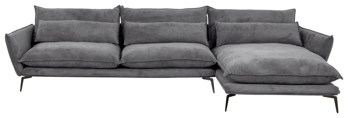 ECKSOFA in Webstoff Anthrazit  - Anthrazit/Schwarz, Design, Textil/Metall (338/165cm) - Hom`in