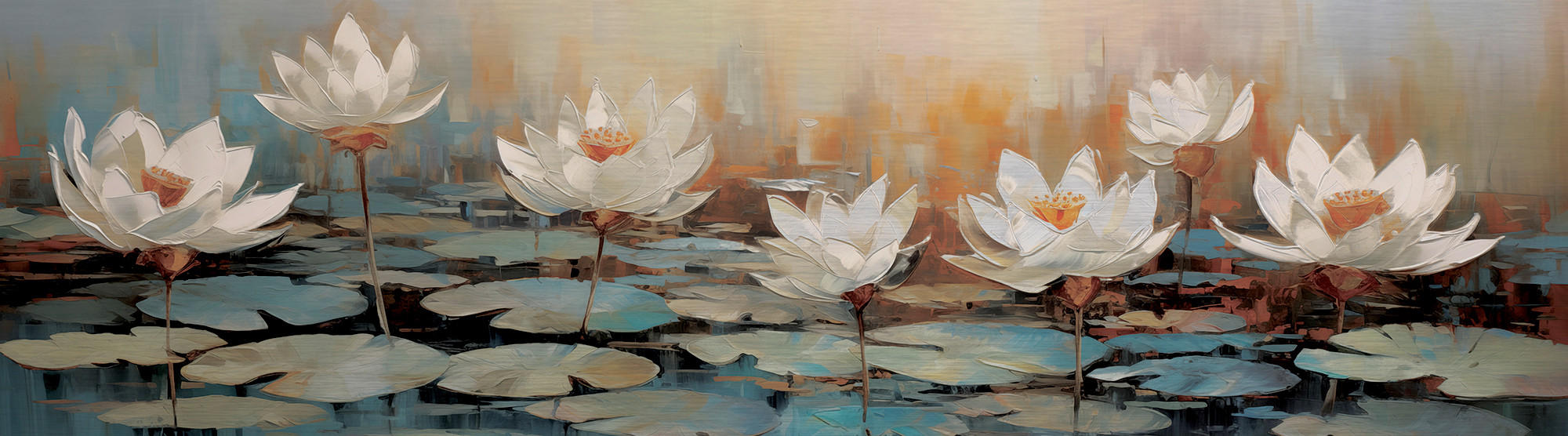 ALUMINIUMBILD Blumen, Wasser  - Multicolor, Basics, Metall (180/50/2cm) - Euroart