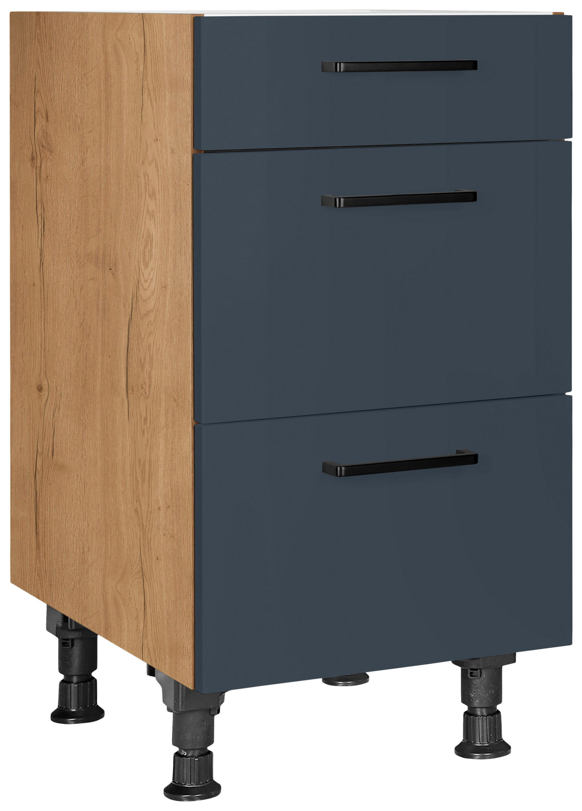 Nobilia Schubkastenunterschrank Easytouch Eiche, Blau 45x87x56 cm
