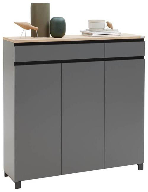 SCHUHSCHRANK Balkeneiche furniert Grau, Eichefarben - Eichefarben/Anthrazit, Design, Holz/Holzwerkstoff (125/126/37cm) - Dieter Knoll