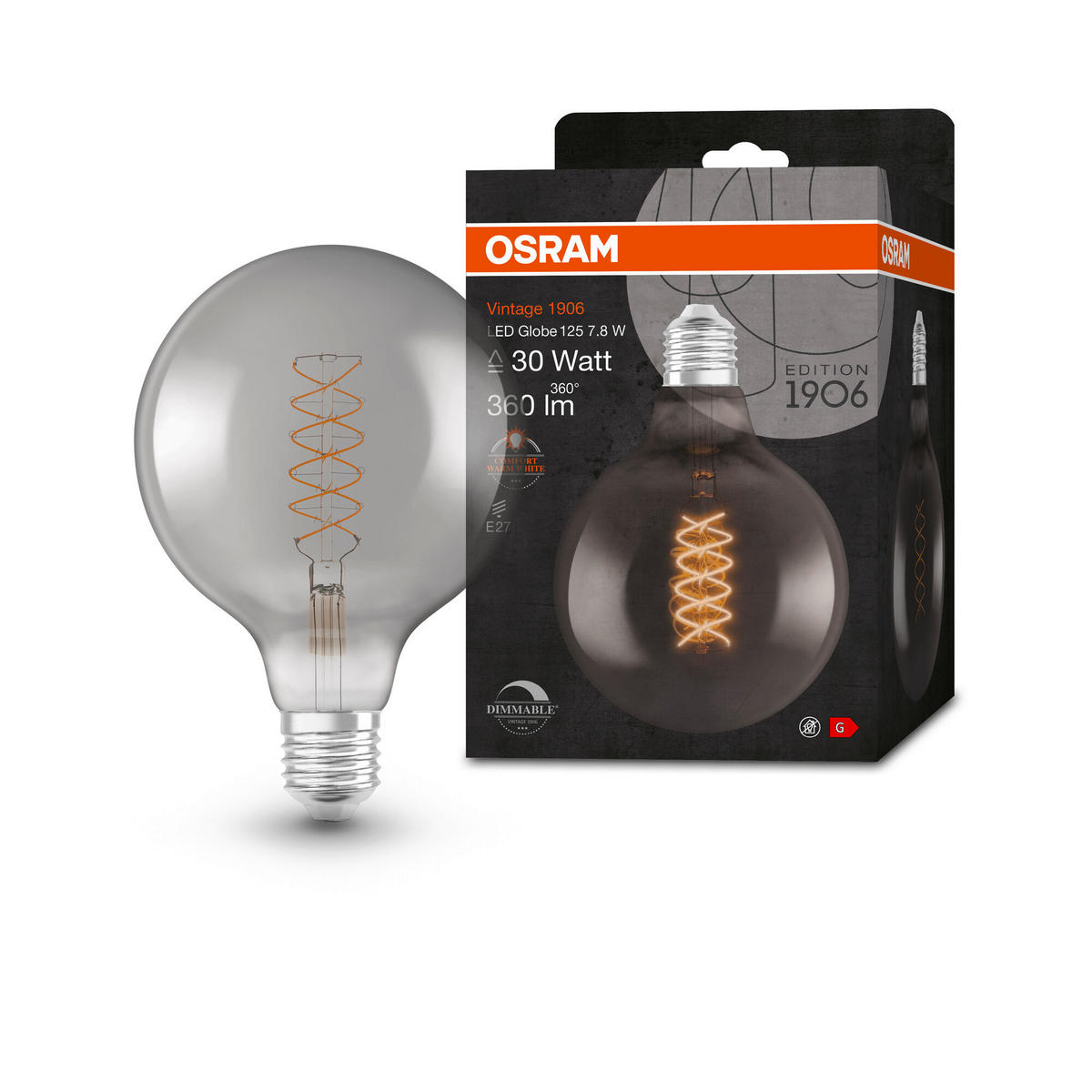 LED-LEUCHTMITTEL   E27 7,8 W 360 lm  - Hellgrau, Basics, Glas (12,4/17,cm) - Ledvance