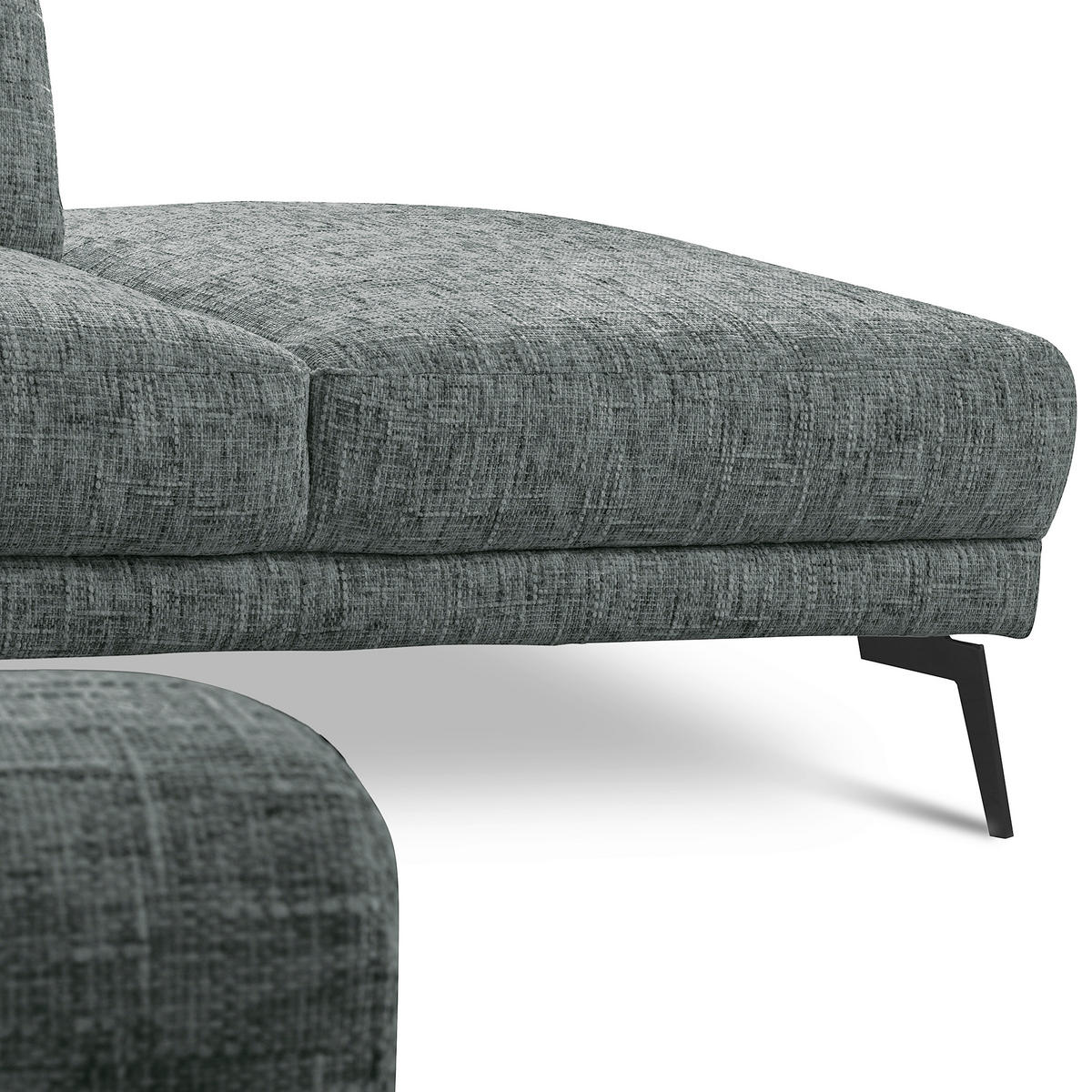 ECKSOFA SPRING Anthrazit Webstoff Zierkissen  - Anthrazit/Schwarz, Design, Textil/Metall (273/250cm) - Livetastic