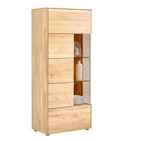 VITRINE Venturo in massiv Wildeiche Eichefarben  - Edelstahlfarben/Eichefarben, KONVENTIONELL, Glas/Holz (70,7/164,2/40,9cm) - Valnatura
