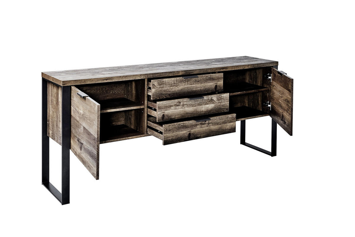 SIDEBOARD  in 180/76,2/39,5 cm  - Eichefarben/Anthrazit, Design, Holzwerkstoff/Metall (180/76,2/39,5cm)