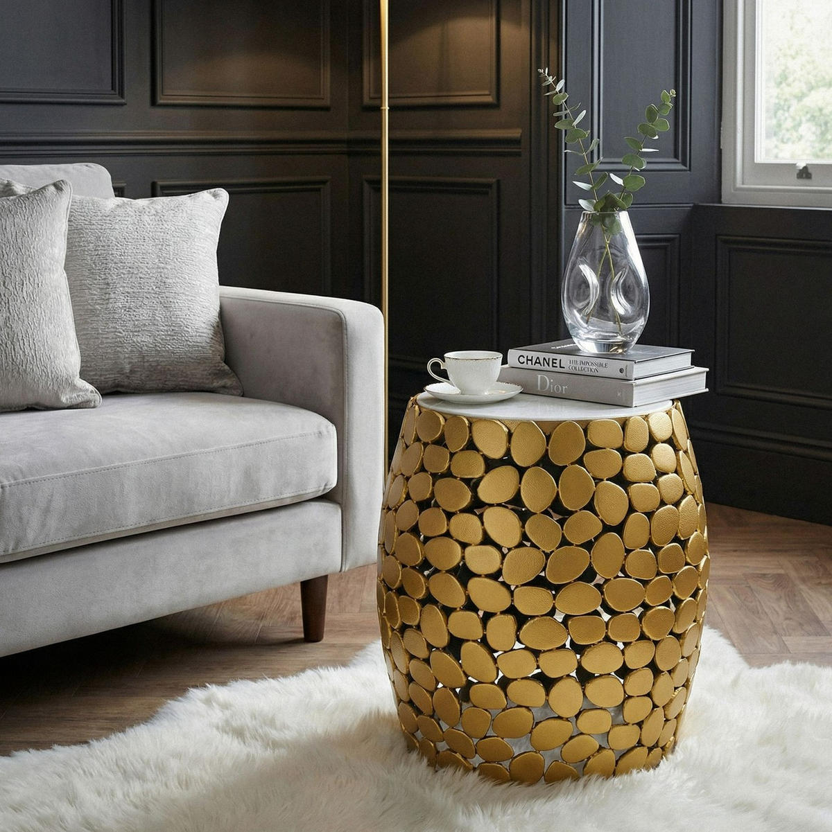 POMOĆNI STOLIĆ zlatne boje  metal   - zlatne boje, Design, kamen/metal (40/46/40cm) - Livetastic