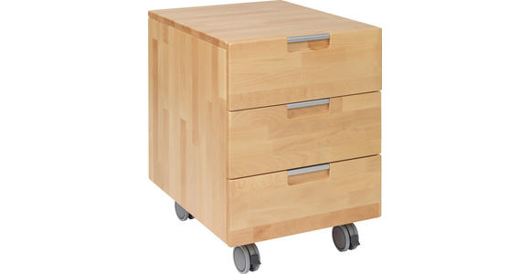 ROLLCONTAINER Kernbuche massiv Kernbuche  - Kernbuche, Design, Holz/Kunststoff (45/62/58cm) - Linea Natura