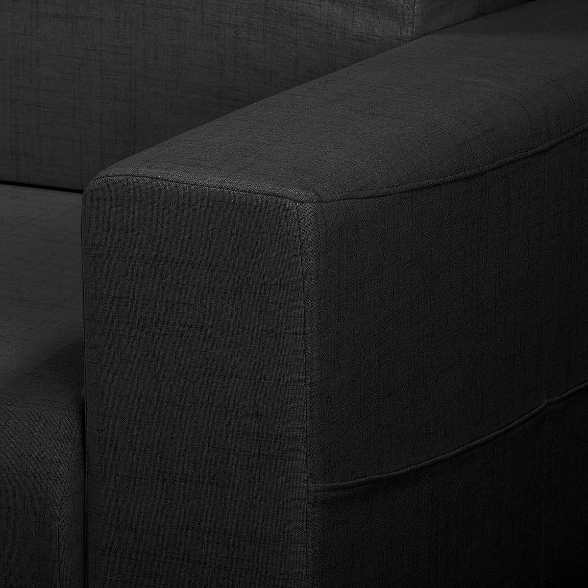 ECKSOFA Bella Schwarz Textilgeflecht  - Wengefarben/Schwarz, Design, Holz/Textil (257/174cm) - Livetastic