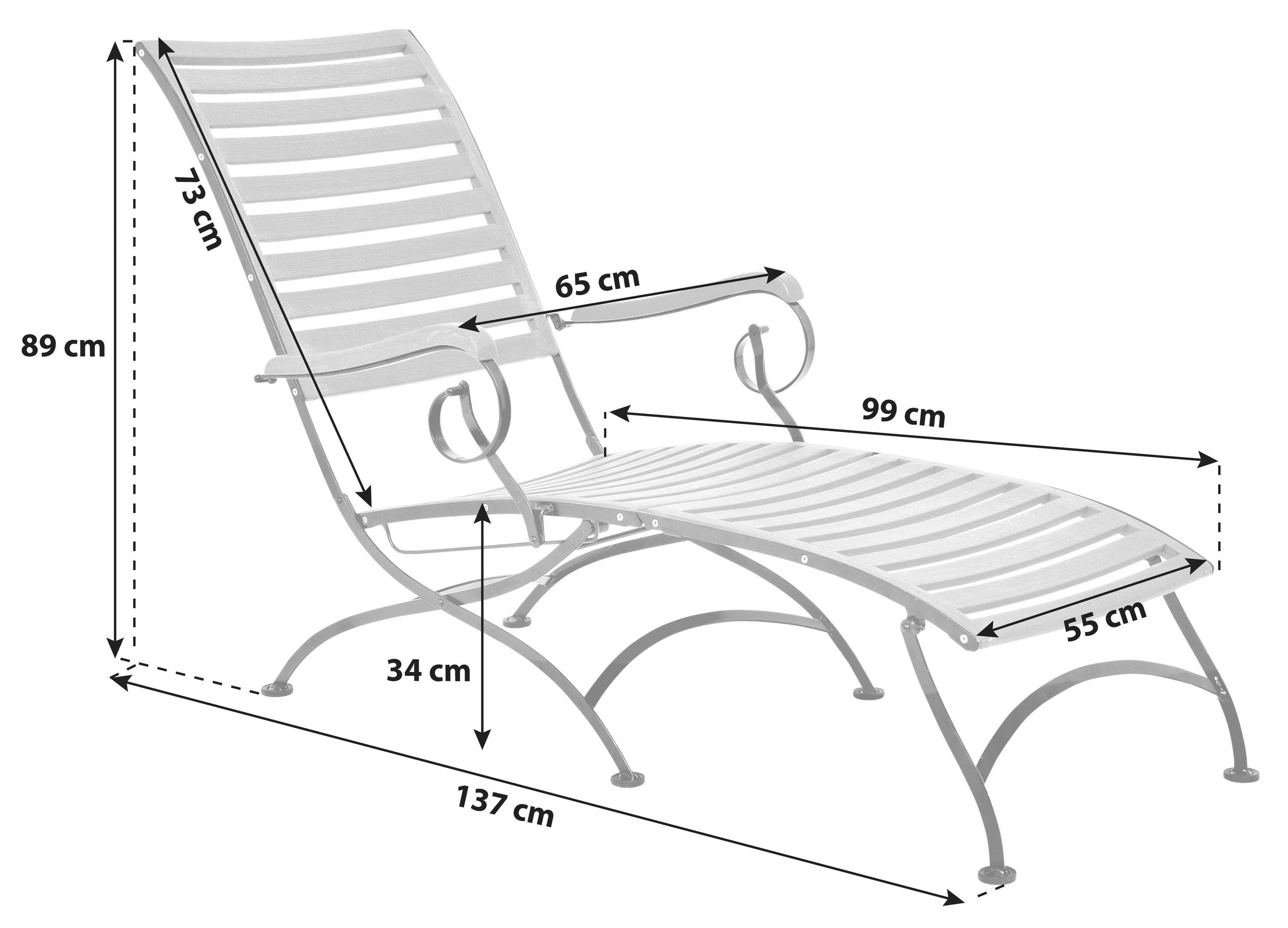 BÄDERLIEGE 65/89/137 cm  - Naturfarben, ROMANTIK / LANDHAUS, Holz/Metall (65/89/137cm) - Gardenson
