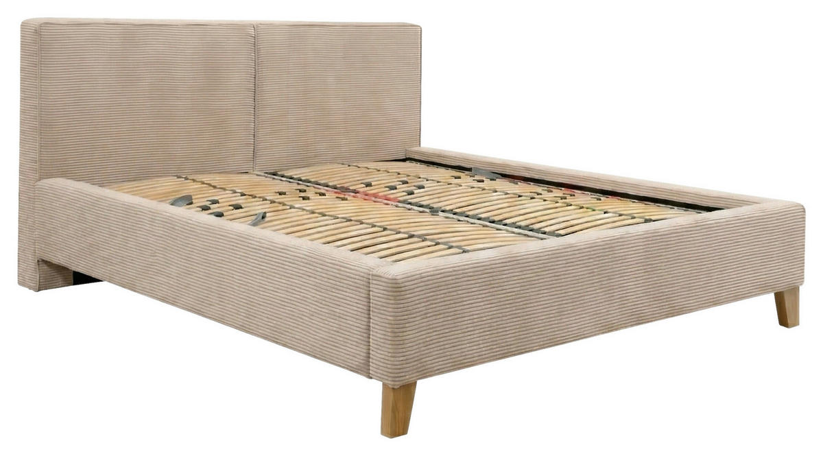 POLSTERBETT Lattenrost, Bettkasten Creme 180/200 cm  - Eichefarben/Creme, MODERN, Holz/Textil (180/200cm) - MID.YOU