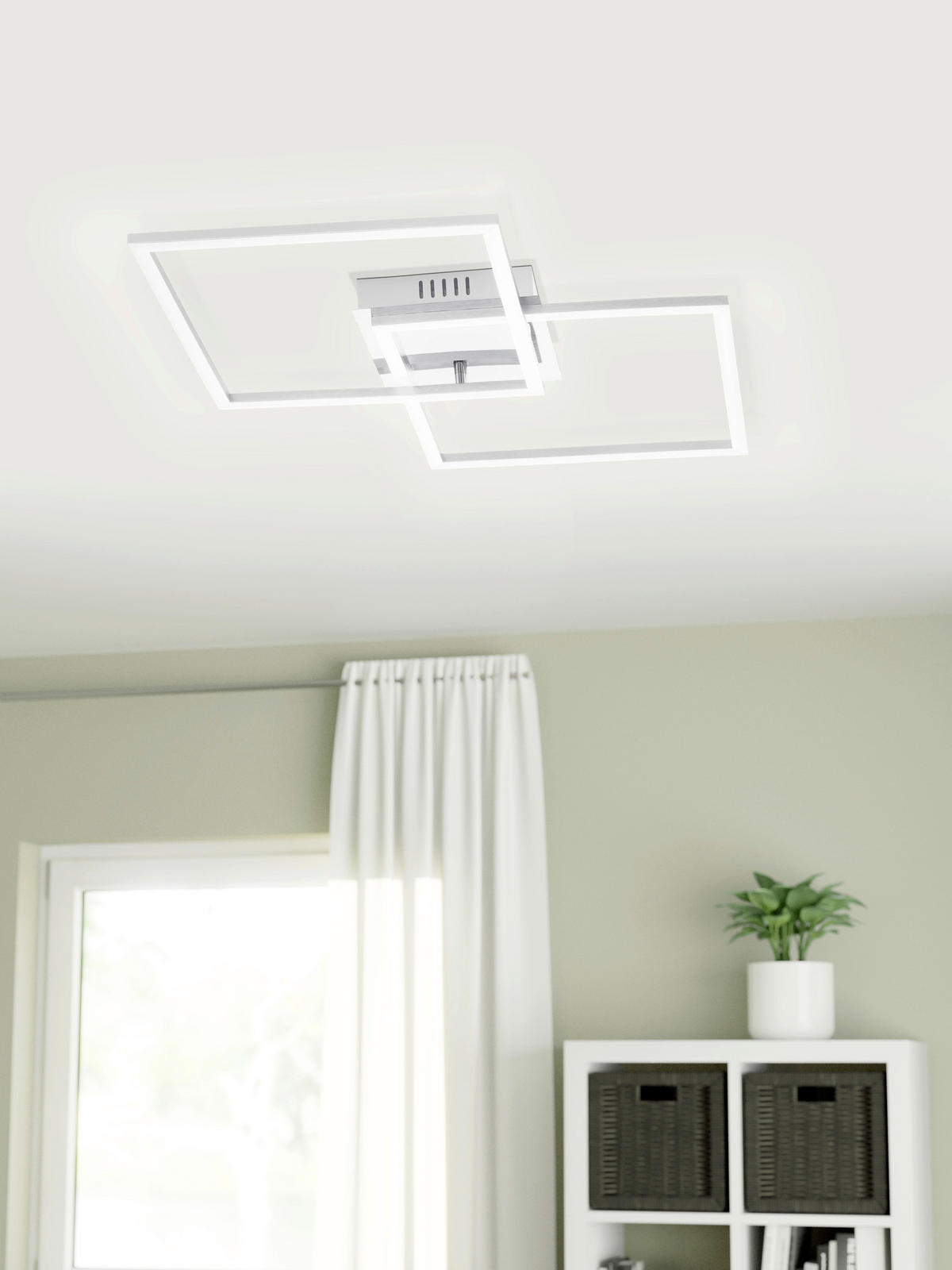 BADEZIMMER-DECKENLEUCHTE Sueli 66,5/41,5/6 cm  - Weiß/Nickelfarben, Design, Kunststoff/Metall (66,5/41,5/6cm) - Celina