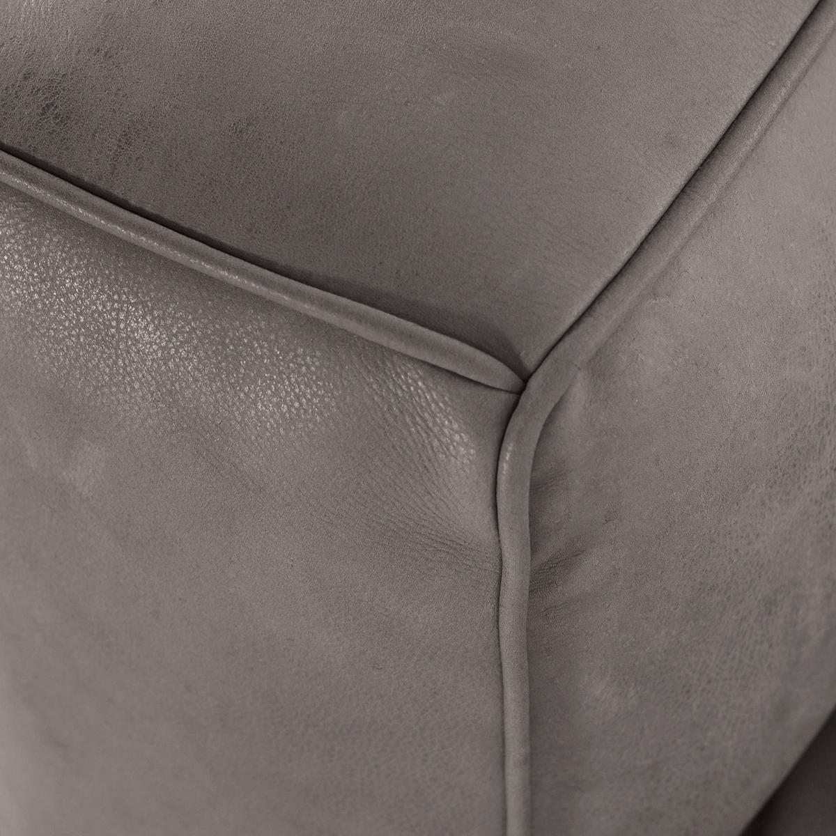 BIGSOFA Echtleder Grau  - Buchefarben/Grau, KONVENTIONELL, Leder/Holz (255/70/110cm) - Hom`in