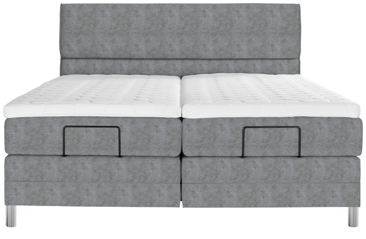 BOXSPRINGBETT 180/200 cm  in Grau  - Chromfarben/Grau, KONVENTIONELL, Kunststoff/Textil (180/200cm) - Voleo