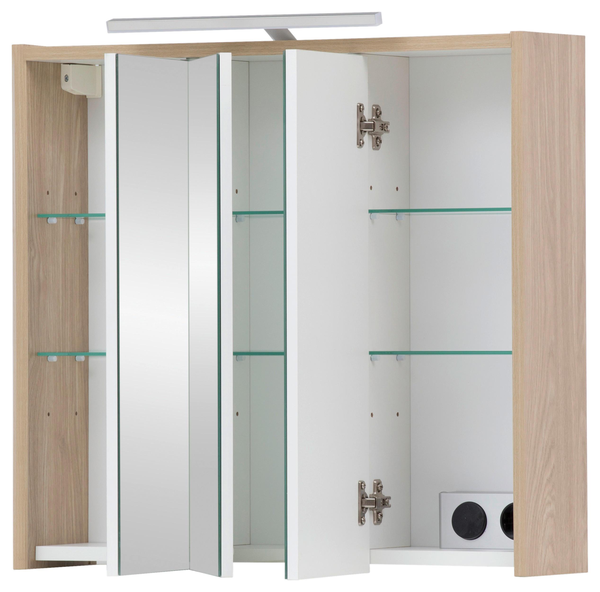 SPIEGELSCHRANK 65/64/16 cm  - Eichefarben, MODERN, Glas/Holzwerkstoff (65/64/16cm) - MID.YOU
