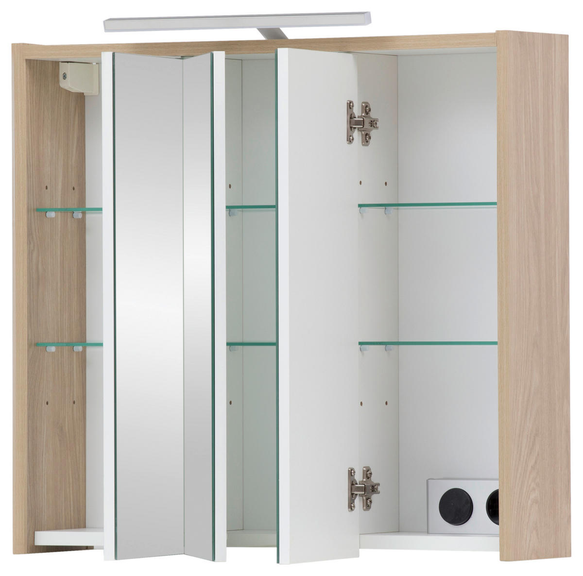 SPIEGELSCHRANK 65/64/16 cm  - Eichefarben, MODERN, Glas/Holzwerkstoff (65/64/16cm) - MID.YOU