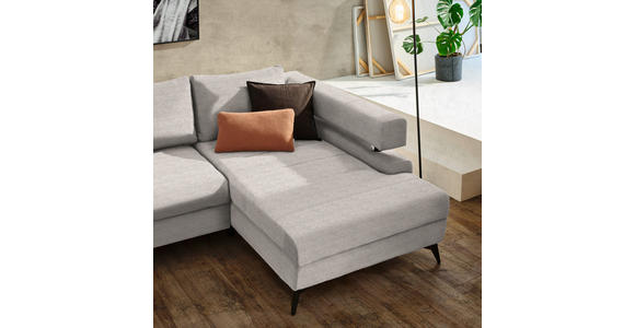 ECKSOFA Beige Chenille  - Beige/Schwarz, KONVENTIONELL, Textil/Metall (265/184cm) - Hom`in