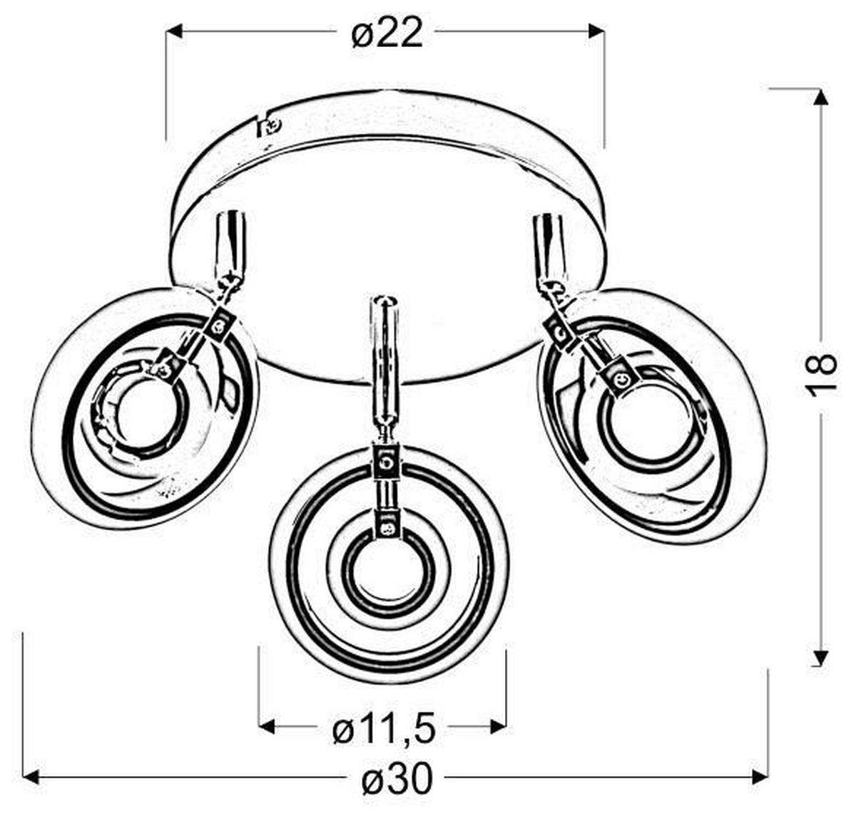 LED-DECKENLEUCHTE Celt 10/30/18 cm  - Chromfarben, Design, Metall (10/30/18cm)
