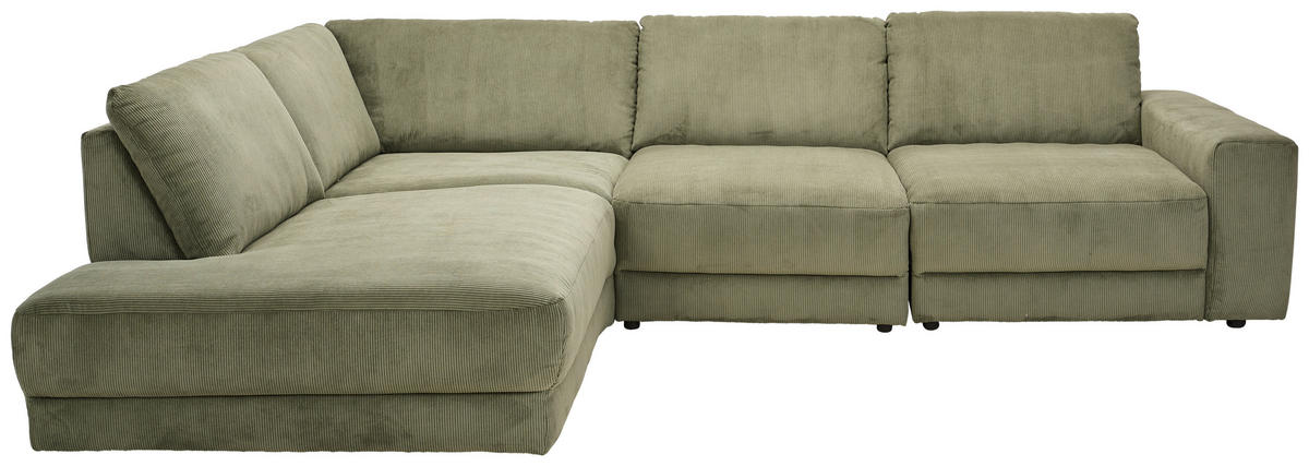 ECKSOFA Feincord Waldgrün  - Waldgrün/Schwarz, Design, Kunststoff/Textil (242/316cm) - Niels Andersson
